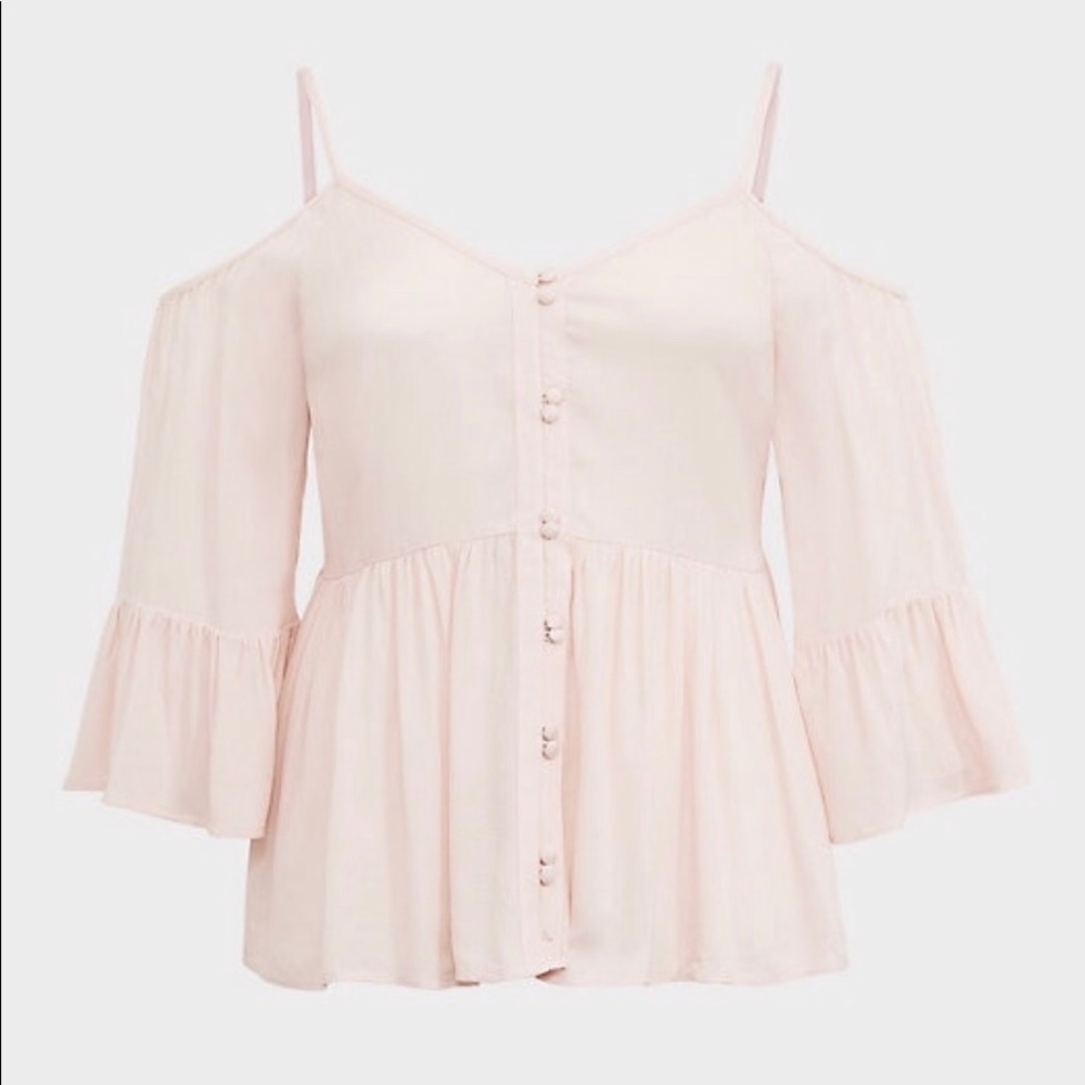 Torrid NWT Pink Cold Shoulder Bell Sleeve blouse